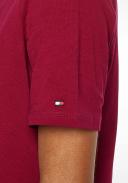 Tommy Hilfiger High Shine Embroidered Crew Neck in Red Wine XS