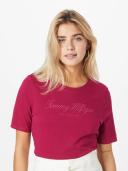 Tommy Hilfiger High Shine Embroidered Crew Neck in Red Wine XS