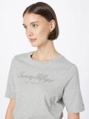 Tommy Hilfiger High Shine Embroidery Organic Cotton T-Shirt in Grey M