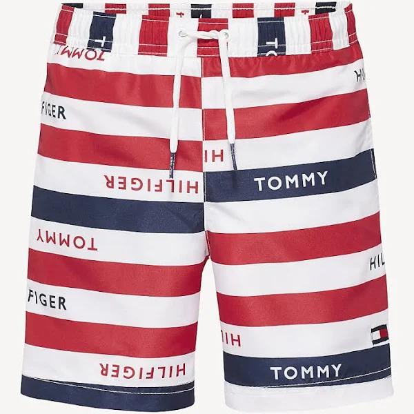Tommy Hilfiger Side Flag Swim Shorts Pink White Red - L