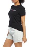 Tommy Hilfiger Women's Short Sleeve Embroidered Crew Sports Tee Black - XL