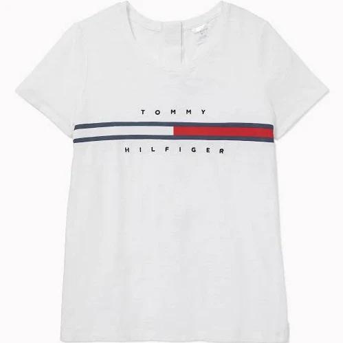 Tommy Seated Stripe Crew Tee - White, M