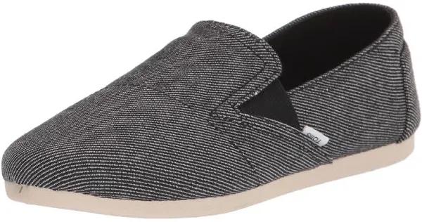 Toms Women's Alpargatas Black Twll Chambray Redondo Canvas Slip-on Flat 8.5 B