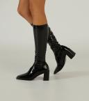 Tony Bianco Damon Boots in Black Crinkle Patent Black 10