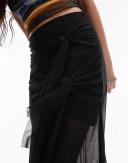 Topshop Knot Midi Skirt in Black