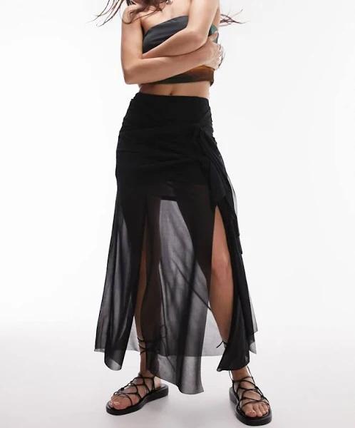 Topshop Knot Midi Skirt in Black