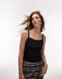 Topshop Rib Singlet in Black
