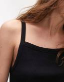 Topshop Rib Tank Top in Black