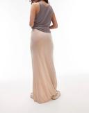Topshop Slinky Twist Front Maxi Skirt in stone-Neutral