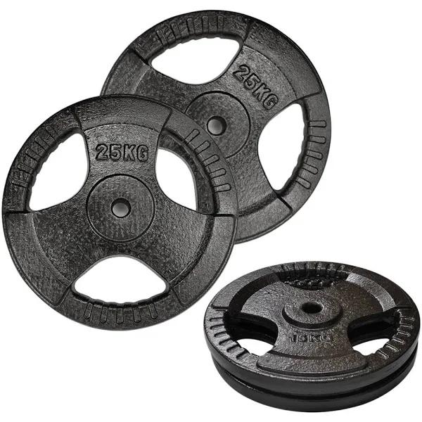 Total 80kg - 15kgx2 + 25kgx2 - Standard 26.5mm Triple Handle Cast Iron Weight Plate