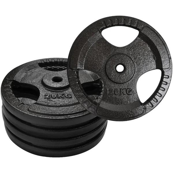 Total 80kg - 20kg x 4 - Standard 26.5mm Triple Handle Cast Iron Weight Plate