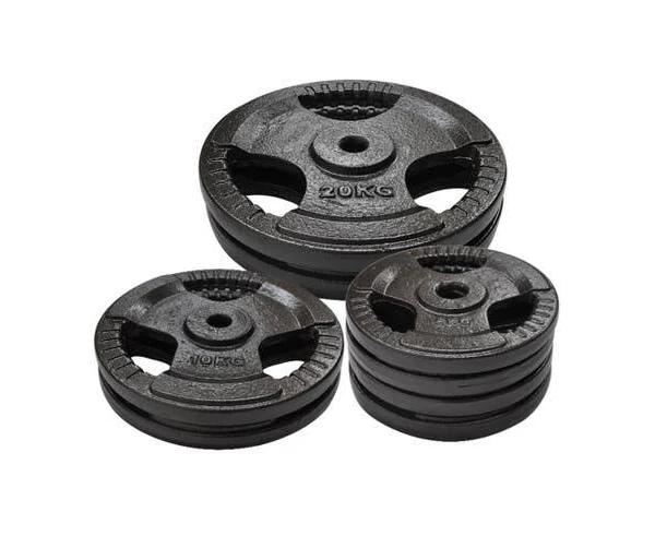 Total 80kg - 5kgx4 + 10kgx2 + 20kgx2 - Standard 26.5mm Triple Handle Cast Iron Weight Plate