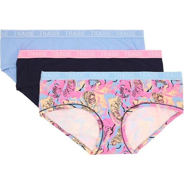 Tradie Lady Curve Women's Bound Boyleg Briefs 3 Pack - Multi - Size 22
