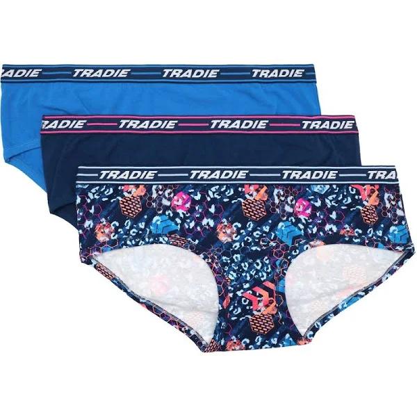 Tradie Lady Curve Women's Bound Boyleg Briefs 3 Pack - Multi - Size 22