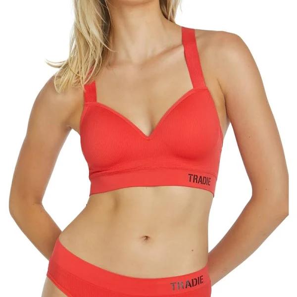 Tradie Lady Women's Seamfree Ribbed Moulded x Bralette - Candy - Size 12-14