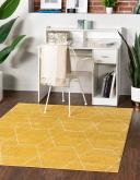 Trellis Frieze 122cm x 122cm Square Yellow Geometric Area Rug
