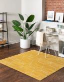 Trellis Frieze 122cm x 122cm Square Yellow Geometric Area Rug