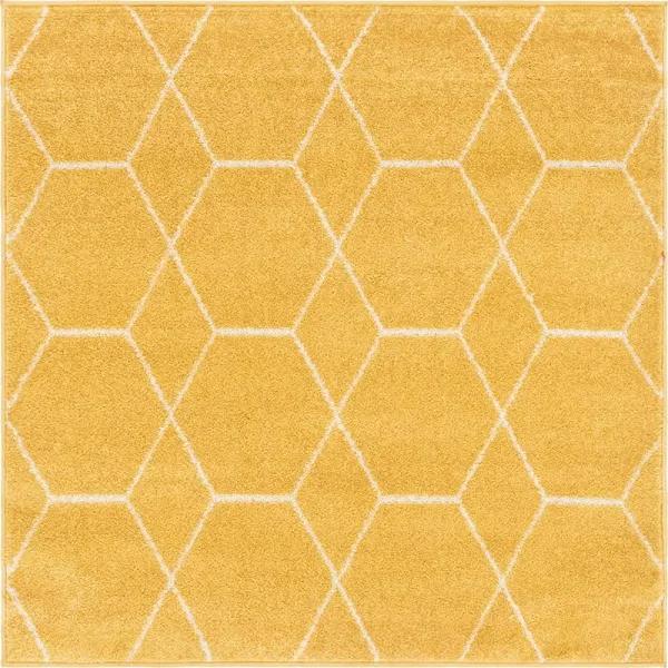 Trellis Frieze 122cm x 122cm Square Yellow Geometric Area Rug