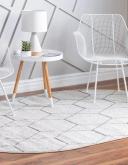 Trellis Frieze 122cm x 183cm Oval Ivory Geometric Area Rug