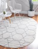 Trellis Frieze 122cm x 183cm Oval Ivory Geometric Area Rug