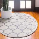 Trellis Frieze 125cm x 125cm Round Ivory Geometric Area Rug