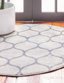 Trellis Frieze 125cm x 125cm Round Ivory Geometric Area Rug