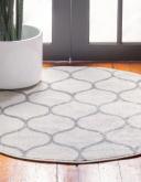 Trellis Frieze 125cm x 125cm Round Ivory Geometric Area Rug