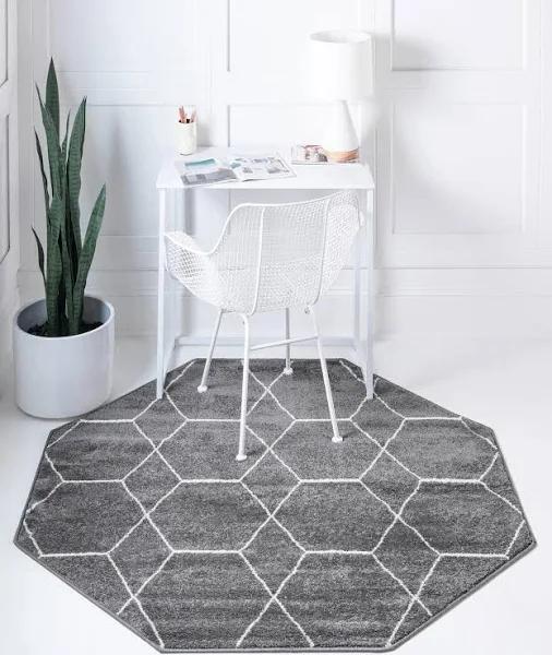 Trellis Frieze 152cm x 152cm Octagon Dark Gray Gray Geometric Area Rug