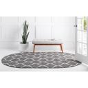 Trellis Frieze 152cm x 244cm Oval Dark Gray Gray Geometric Area Rug