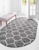 Trellis Frieze 152cm x 244cm Oval Dark Gray Gray Geometric Area Rug