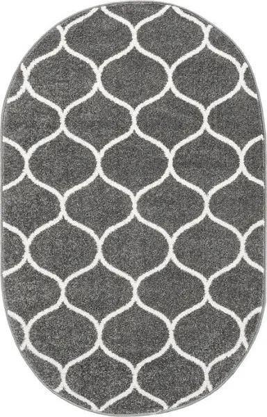 Trellis Frieze 152cm x 244cm Oval Dark Gray Gray Geometric Area Rug