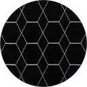 Trellis Frieze 155cm x 155cm Round Black Geometric Area Rug