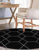 Trellis Frieze 155cm x 155cm Round Black Geometric Area Rug