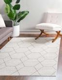 Trellis Frieze 155cm x 245cm Ivory Geometric Area Rug