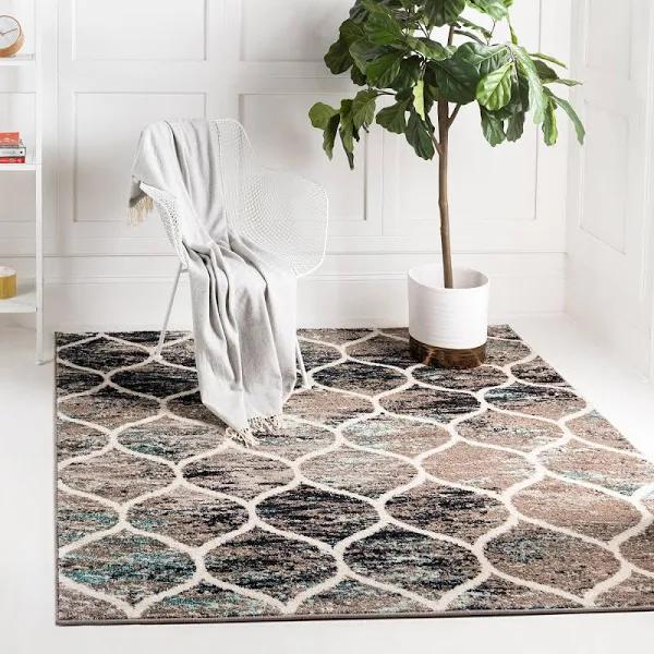 Trellis Frieze 183cm x 183cm Square Blue Multi Blue Geometric Area Rug