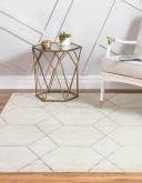Trellis Frieze 183cm x 183cm Square Ivory Geometric Area Rug