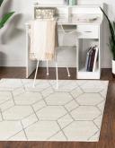 Trellis Frieze 183cm x 183cm Square Ivory Geometric Area Rug