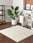 Trellis Frieze 183cm x 183cm Square Ivory Geometric Area Rug