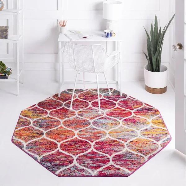 Trellis Frieze 185cm x 185cm Octagon Multi Geometric Area Rug