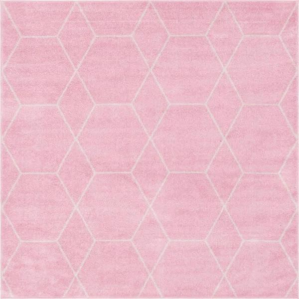 Trellis Frieze 213cm x 213cm Square Light Pink Geometric Area Rug
