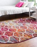 Trellis Frieze 216cm x 305cm Oval Multi Abstract, Geometric Area Rug