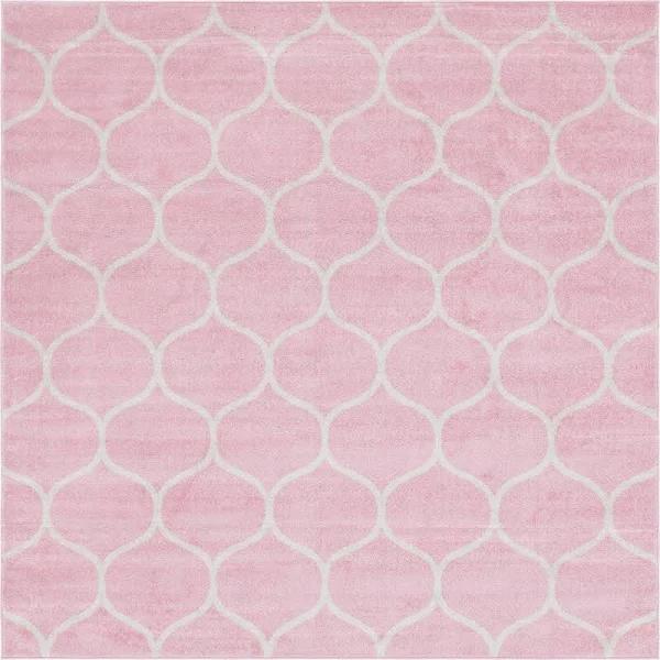 Trellis Frieze 239cm x 239cm Square Light Pink Geometric Area Rug