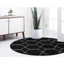 Trellis Frieze 245cm x 245cm Round Black Geometric Area Rug