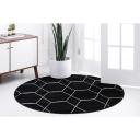 Trellis Frieze 245cm x 245cm Round Black Geometric Area Rug