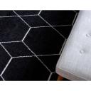 Trellis Frieze 245cm x 245cm Round Black Geometric Area Rug