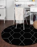 Trellis Frieze 245cm x 245cm Round Black Geometric Area Rug