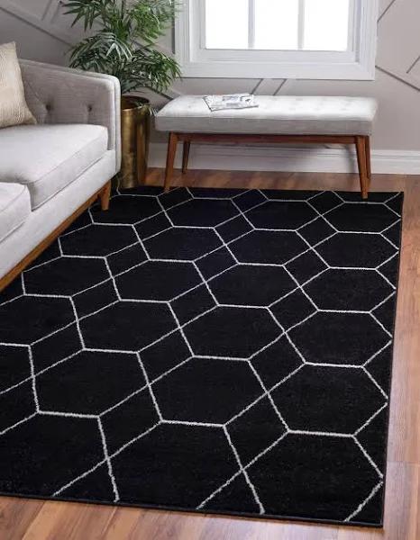 Trellis Frieze 245cm x 305cm Black Geometric Area Rug