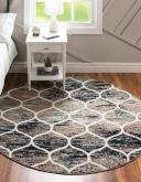 Trellis Frieze 305cm x 305cm Round Blue Multi Blue Abstract, Geometric Area Rug