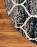 Trellis Frieze 305cm x 305cm Round Blue Multi Blue Abstract, Geometric Area Rug