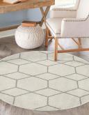 Trellis Frieze 305cm x 305cm Round Ivory Area Rug